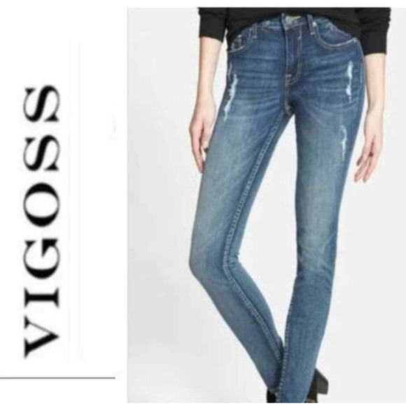 Vigoss THE DUBLIN SKINNY Jeans Size 9/10 Dark Blue OMBRE Fade - Picture 1 of 12
